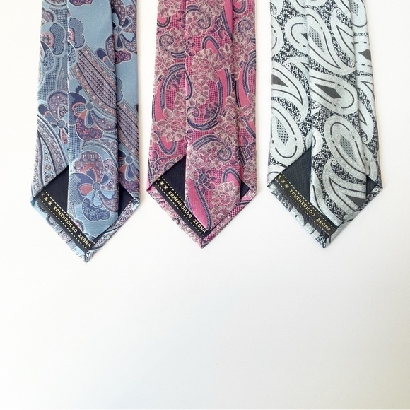 Lot of six Ermenegildo Zegna Silk Ties Paisley and solid patterned - Picture 4 of 11